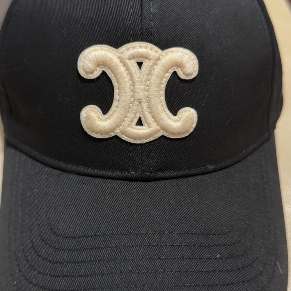Celine Black Cap with White Detailing